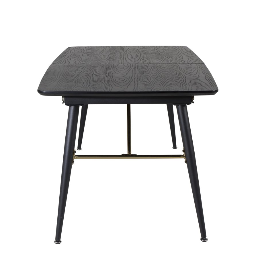 VENTURE DESIGN Gull spisebord, med uttrekk - messing, svart MDF og svart metall (180x85)