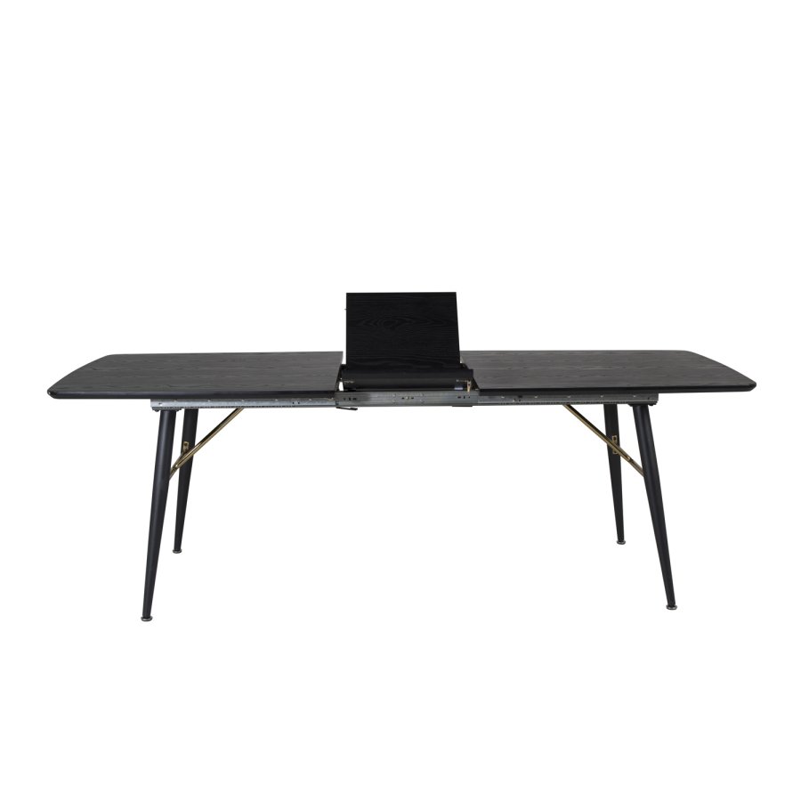 VENTURE DESIGN Gull spisebord, med uttrekk - messing, svart MDF og svart metall (180x85)