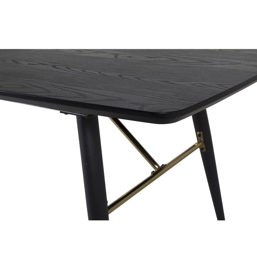VENTURE DESIGN Gull spisebord, med uttrekk - messing, svart MDF og svart metall (180x85)