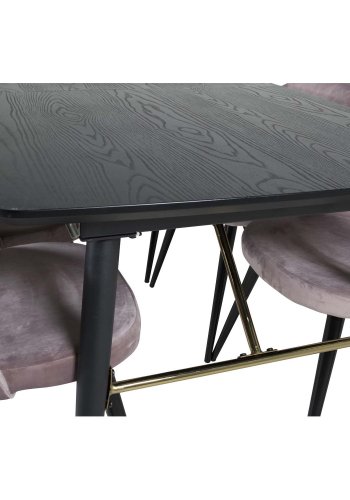 VENTURE DESIGN Gull spisebord, med uttrekk - messing, svart MDF og svart metall (180x85)