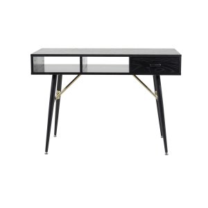 VENTURE DESIGN Gull skrivebord, m. 2 hyller og 1 skuff - svart MDF og strykejern (110x60)