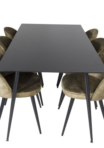 VENTURE DESIGN Silar spisebord - svart melamin og svart metall (180x90)