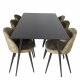 VENTURE DESIGN Silar spisebord - svart melamin og svart metall (180x90)