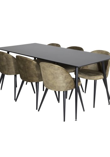 VENTURE DESIGN Silar spisebord - svart melamin og svart metall (180x90)