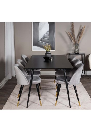 VENTURE DESIGN Silar spisebord - svart melamin og svart metall (180x90)