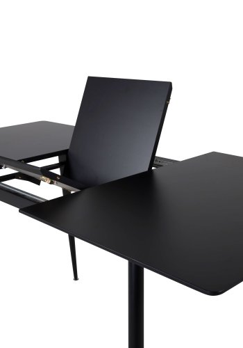 Venture Design Silar spisebord, med butterfly bordplate - svart melamin og svart metall (120x80)
