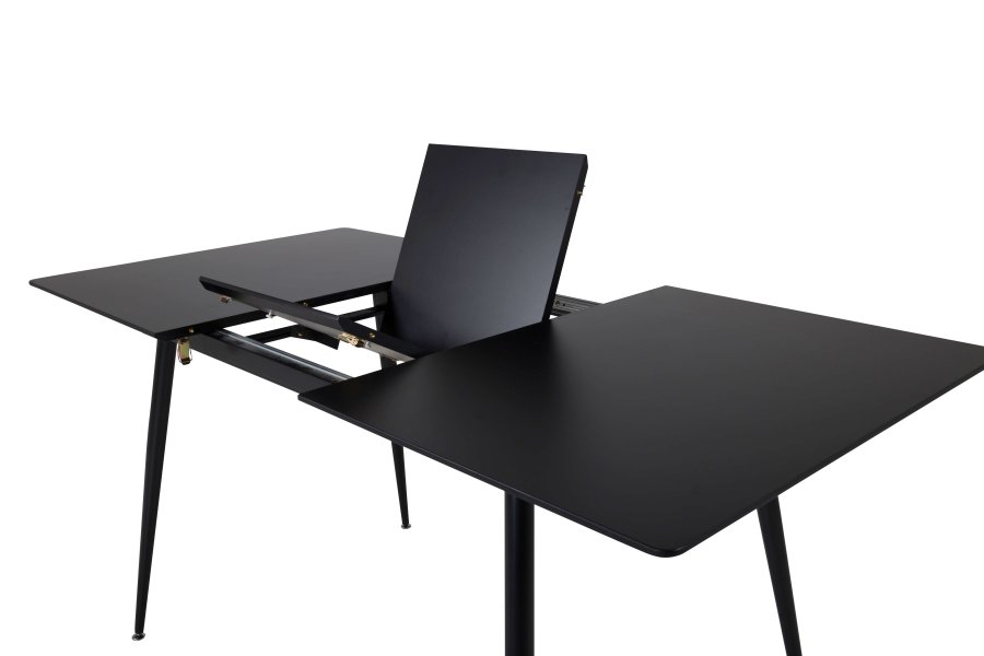 Venture Design Silar spisebord, med butterfly bordplate - svart melamin og svart metall (120x80)