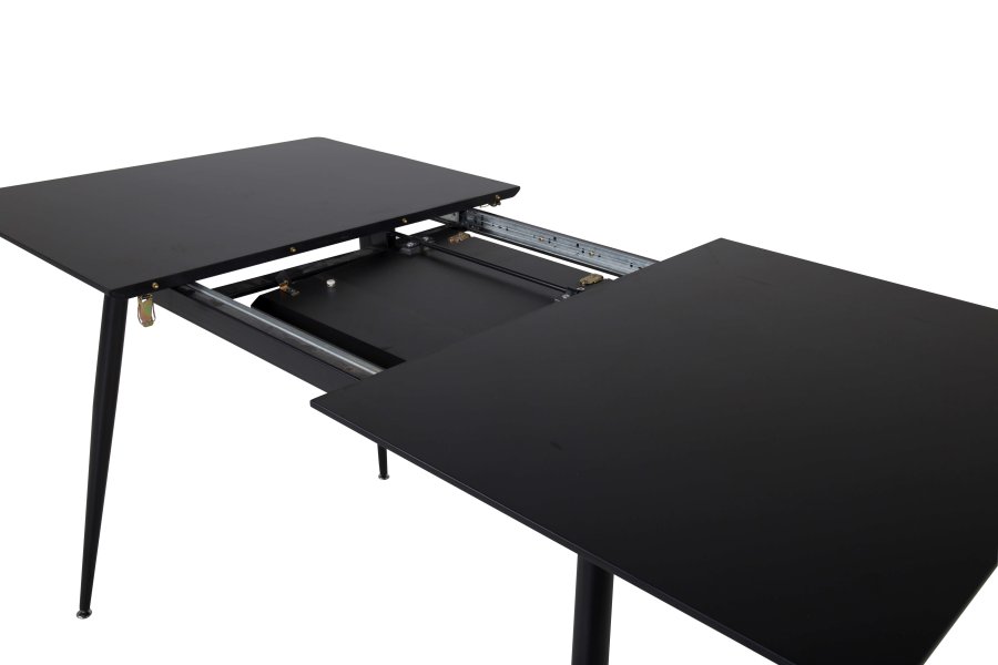 Venture Design Silar spisebord, med butterfly bordplate - svart melamin og svart metall (120x80)