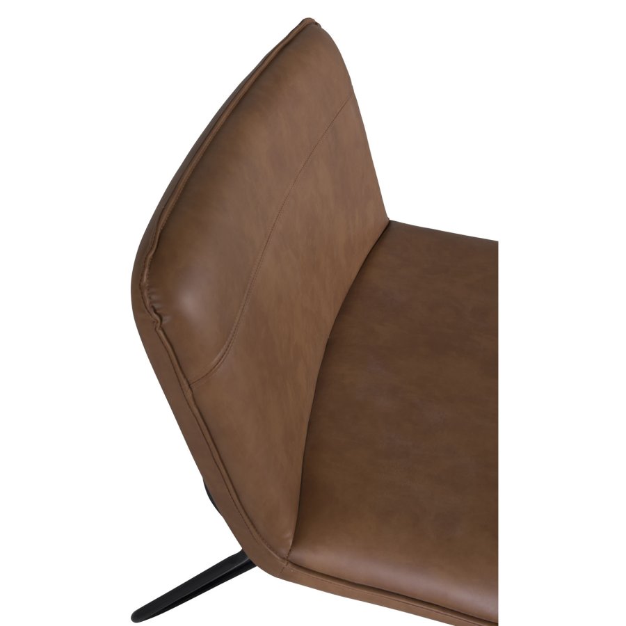 VENTURE DESIGN X lenestol med fotskammel - brun PU og svart jern