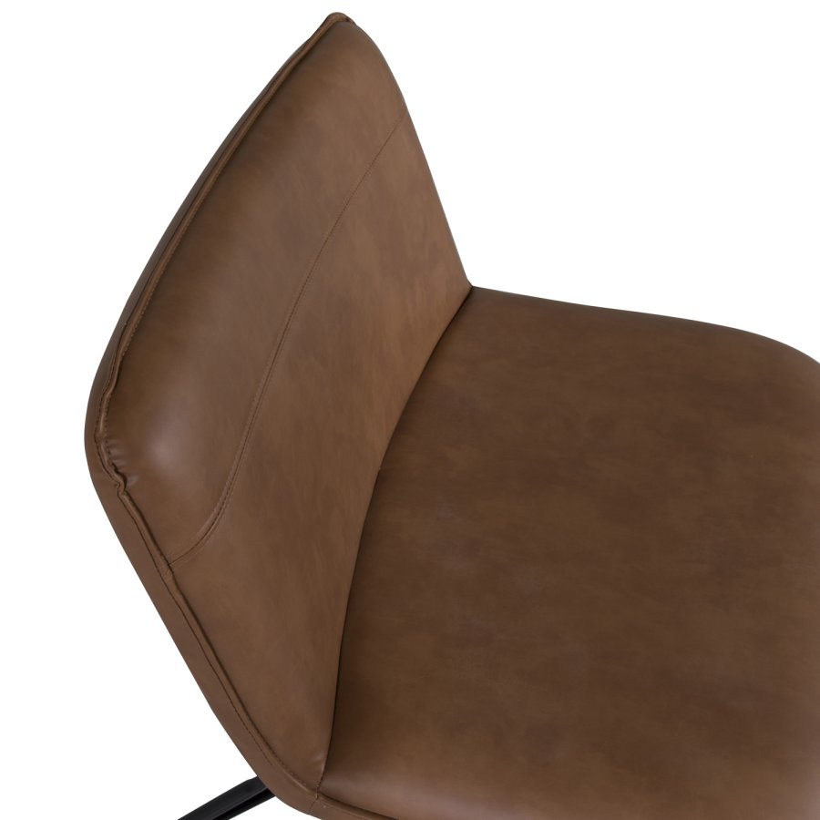 VENTURE DESIGN X lenestol med fotskammel - brun PU og svart jern