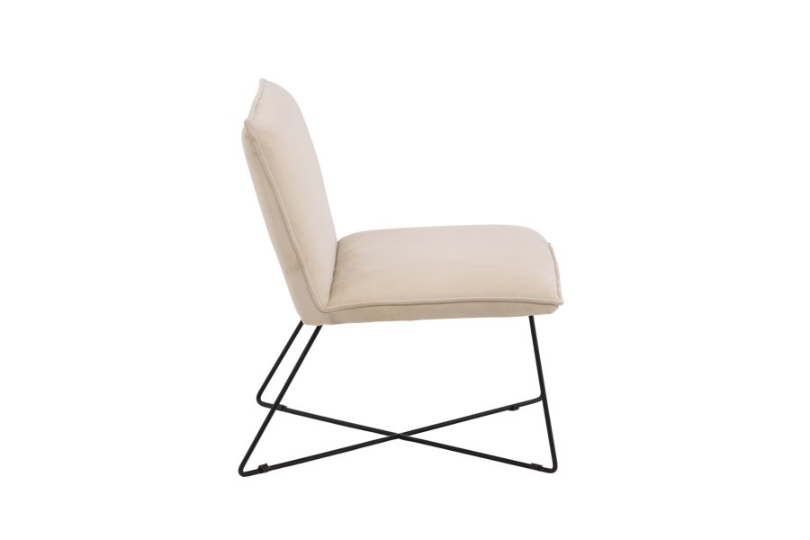 VENTURE DESIGN X-lounge stol - beige flyel og sort stl