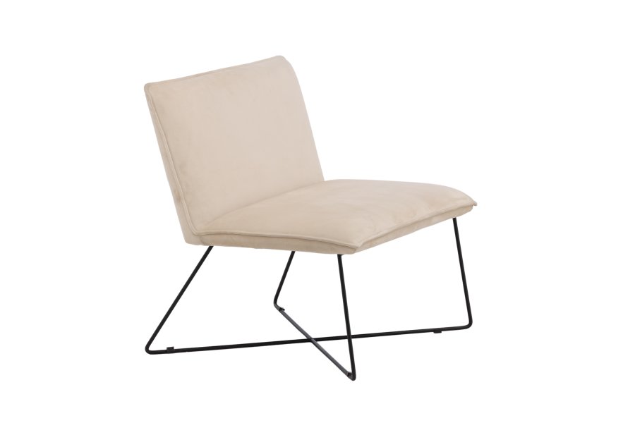 VENTURE DESIGN X-lounge stol - beige flyel og sort stl