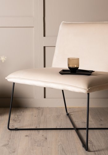 VENTURE DESIGN X-lounge stol - beige flyel og sort stl