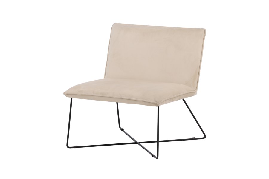 VENTURE DESIGN X-lounge stol - beige flyel og sort stl