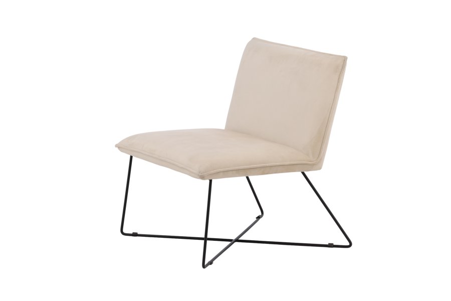 VENTURE DESIGN X-lounge stol - beige flyel og sort stl