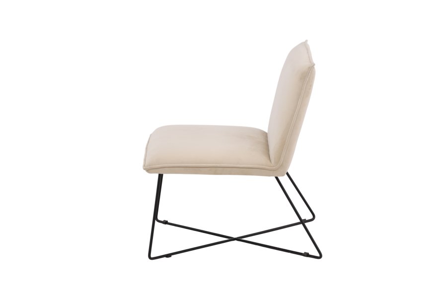 VENTURE DESIGN X-lounge stol - beige flyel og sort stl