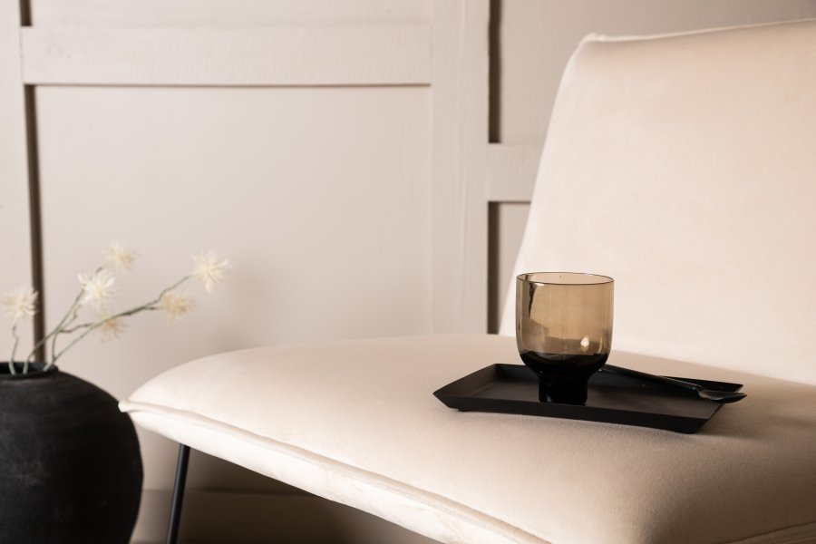 VENTURE DESIGN X-lounge stol - beige flyel og sort stl