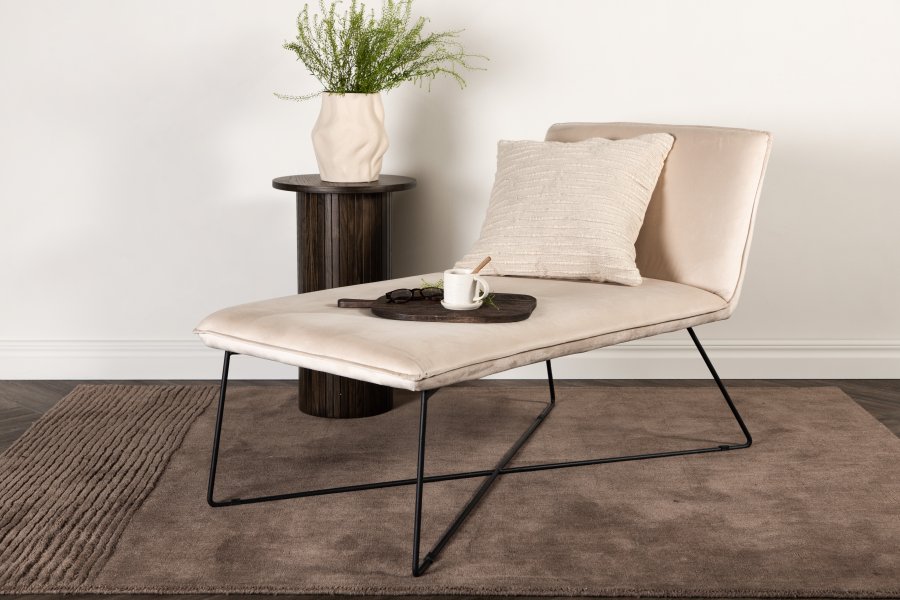 VENTURE DESIGN X-lounge daybed - beige sammet och svart stl