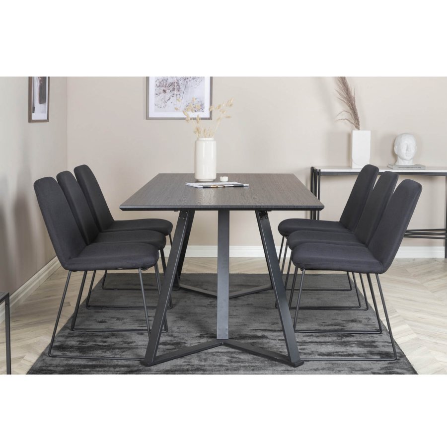 VENTURE DESIGN Muce spisestuestol - svart polyester og sort metall