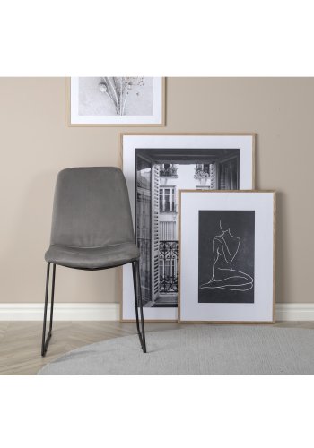 VENTURE DESIGN Muce spisestuestol - gr velur og sort metall