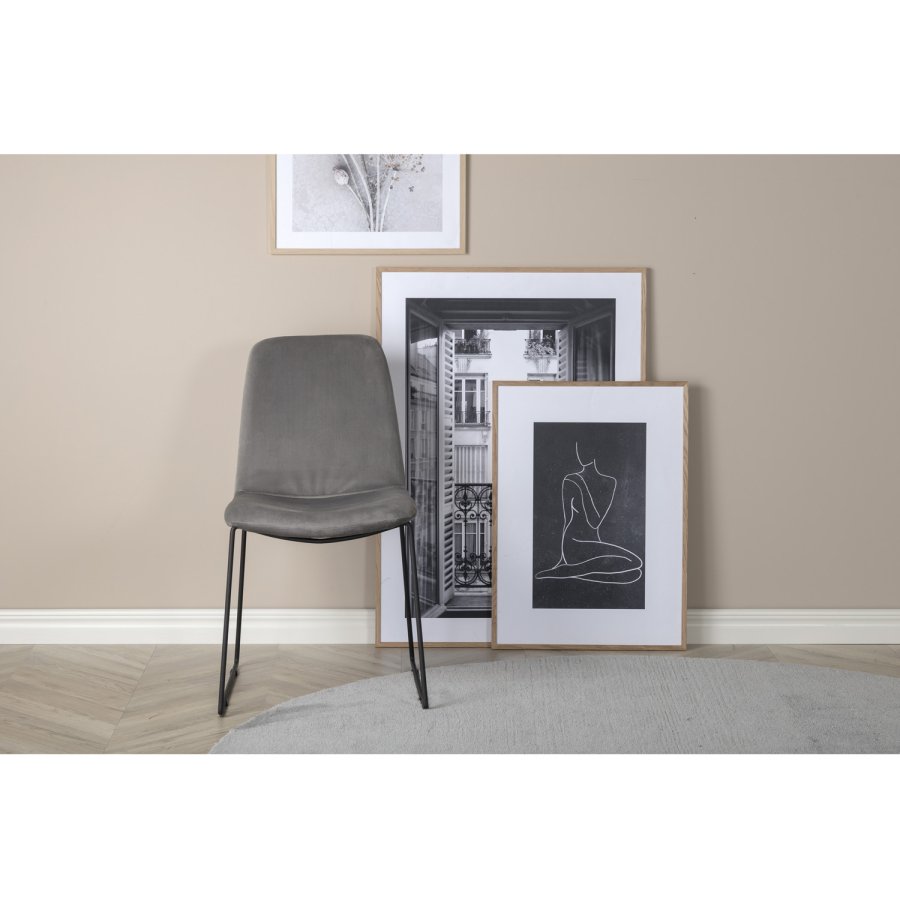 VENTURE DESIGN Muce spisestuestol - gr velur og sort metall