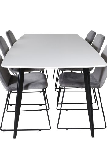 VENTURE DESIGN Muce spisestuestol - gr velur og sort metall