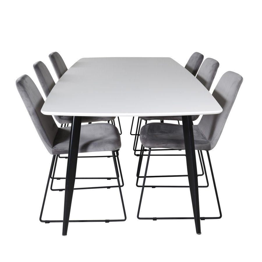 VENTURE DESIGN Muce spisestuestol - gr velur og sort metall