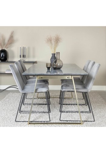 VENTURE DESIGN Muce spisestuestol - gr velur og sort metall