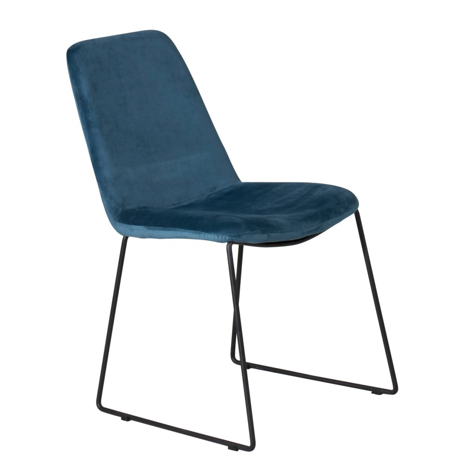 VENTURE DESIGN Muce spisestuestol - bl velour og sort metall