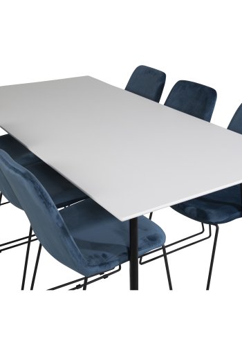 VENTURE DESIGN Muce spisestuestol - bl velour og sort metall