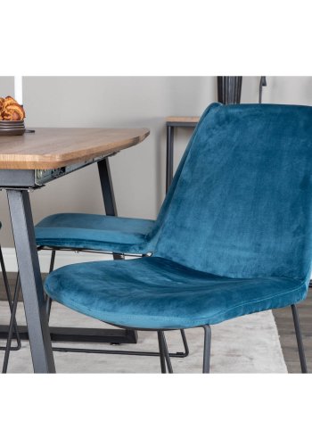 VENTURE DESIGN Muce spisestuestol - bl velour og sort metall