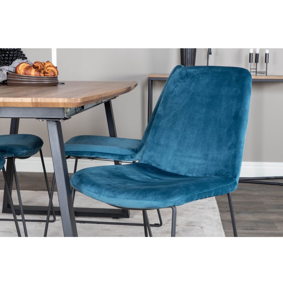 VENTURE DESIGN Muce spisestuestol - bl velour og sort metall