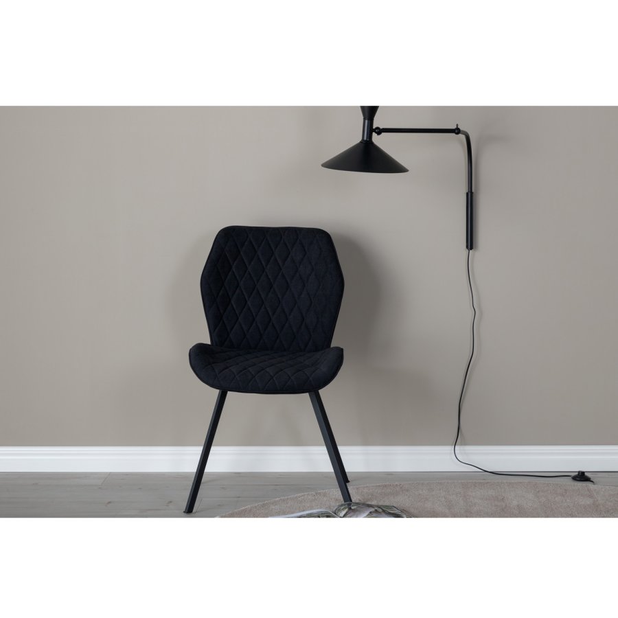 VENTURE DESIGN Gemma Esszimmerstuhl - schwarzes Polyester und schwarzes Metall