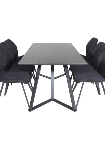 VENTURE DESIGN Gemma Esszimmerstuhl - schwarzes Polyester und schwarzes Metall