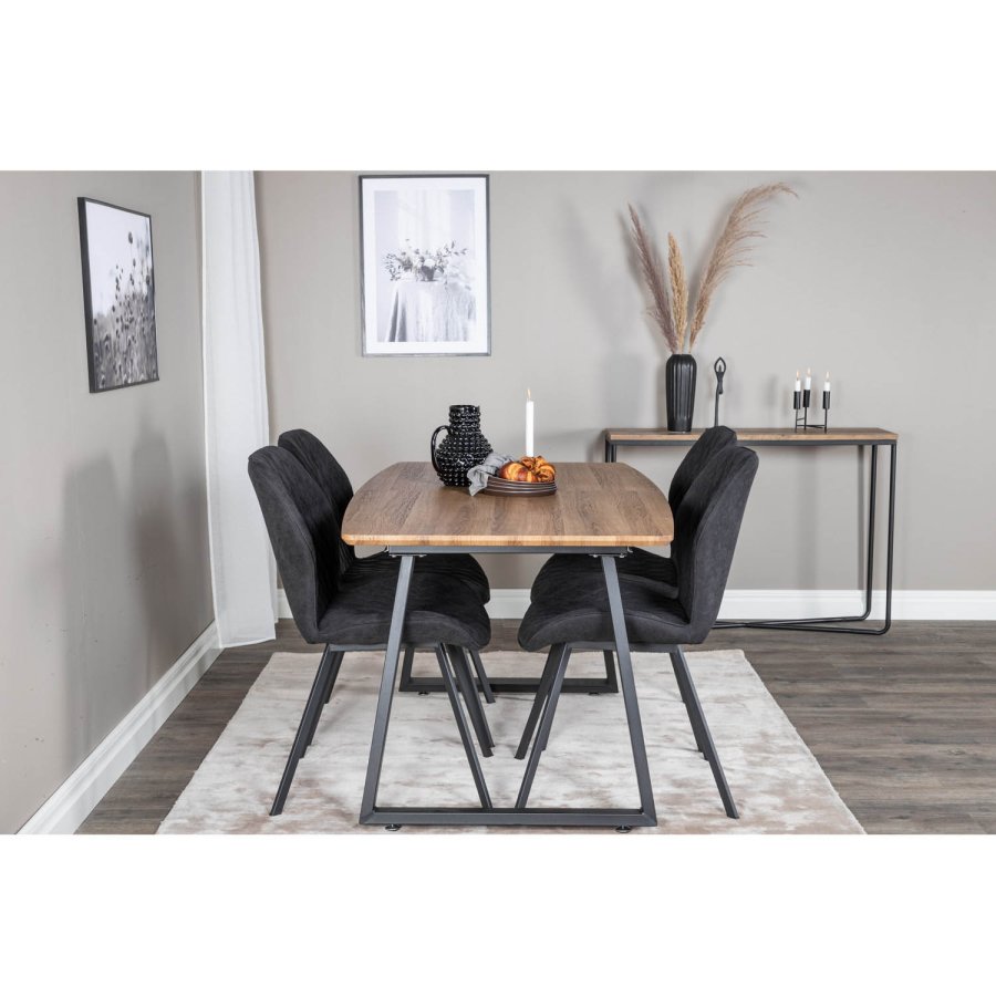 VENTURE DESIGN Gemma Esszimmerstuhl - schwarzes Polyester und schwarzes Metall