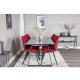 VENTURE DESIGN Gemma Esszimmerstuhl - rotes Polyester und schwarzes Metall