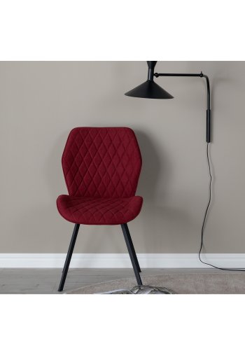 VENTURE DESIGN Gemma Esszimmerstuhl - rotes Polyester und schwarzes Metall