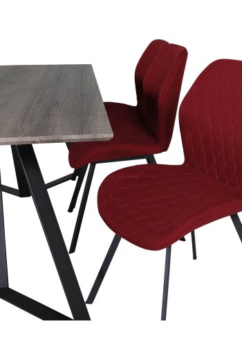 VENTURE DESIGN Gemma Esszimmerstuhl - rotes Polyester und schwarzes Metall