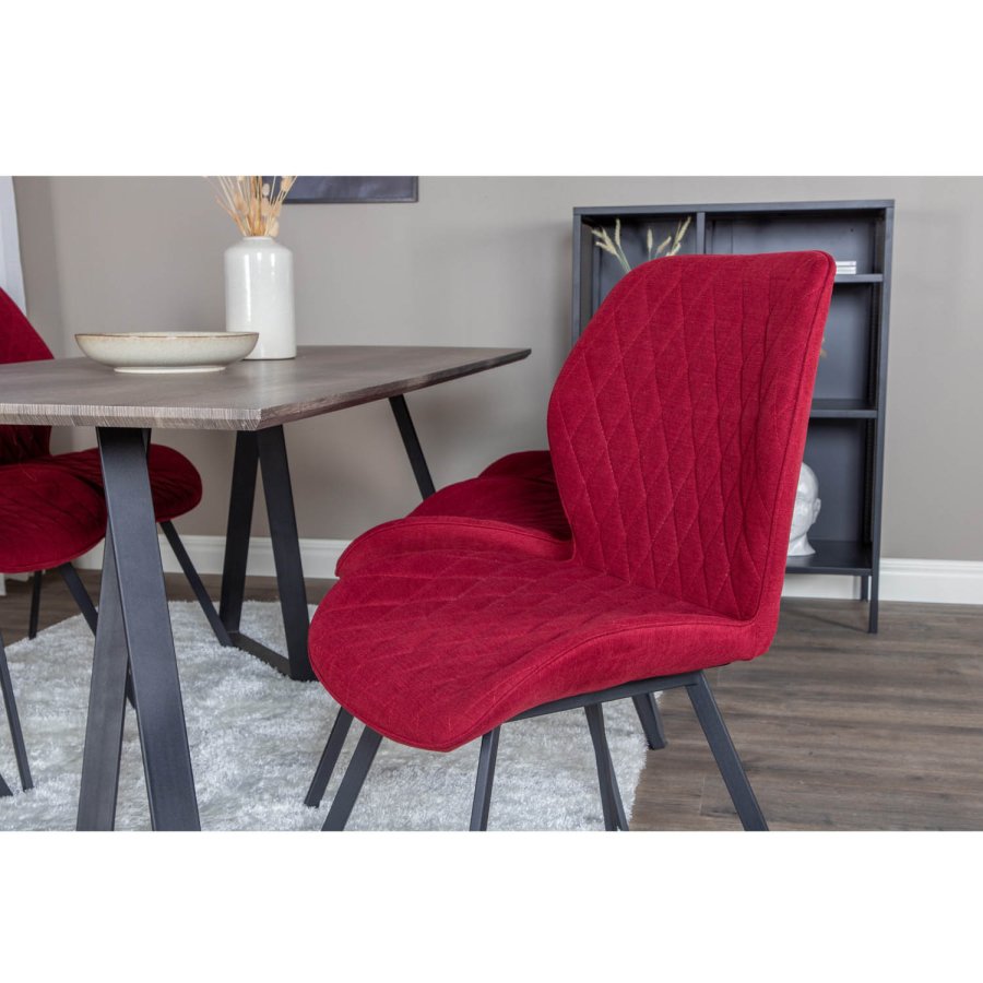 VENTURE DESIGN Gemma Esszimmerstuhl - rotes Polyester und schwarzes Metall