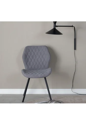 VENTURE DESIGN Gemma Esszimmerstuhl - graues Polyester und schwarzes Metall