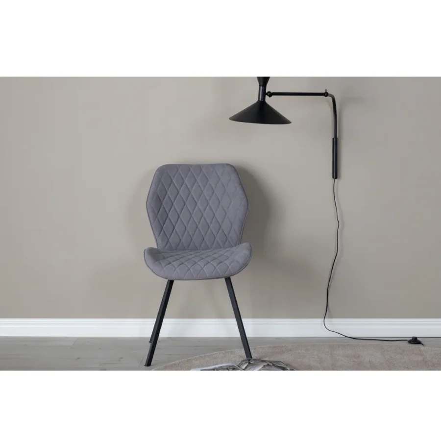 VENTURE DESIGN Gemma Esszimmerstuhl - graues Polyester und schwarzes Metall