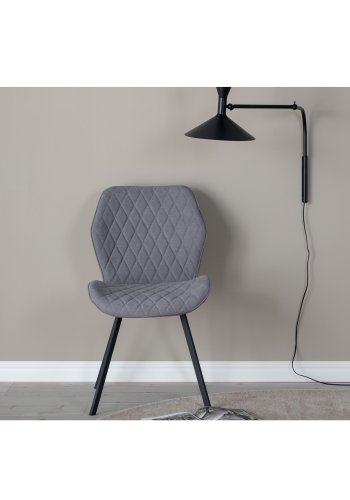 VENTURE DESIGN Gemma Esszimmerstuhl - graues Polyester und schwarzes Metall