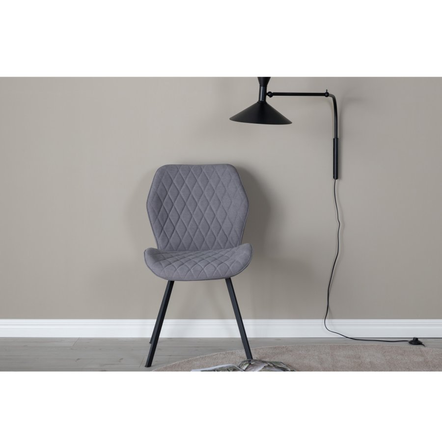 VENTURE DESIGN Gemma Esszimmerstuhl - graues Polyester und schwarzes Metall