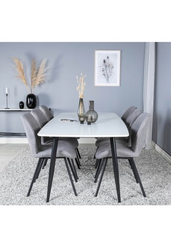 VENTURE DESIGN Gemma Esszimmerstuhl - graues Polyester und schwarzes Metall