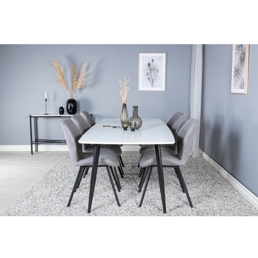 VENTURE DESIGN Gemma Esszimmerstuhl - graues Polyester und schwarzes Metall