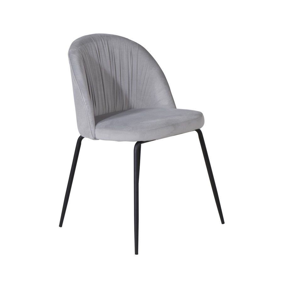 VENTURE DESIGN Wrinkles matbordsstol - gr velour och svart metall