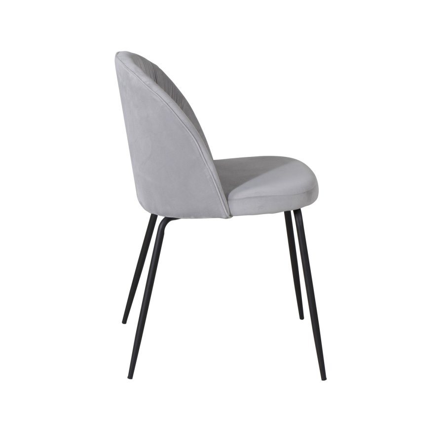 VENTURE DESIGN Wrinkles matbordsstol - gr velour och svart metall