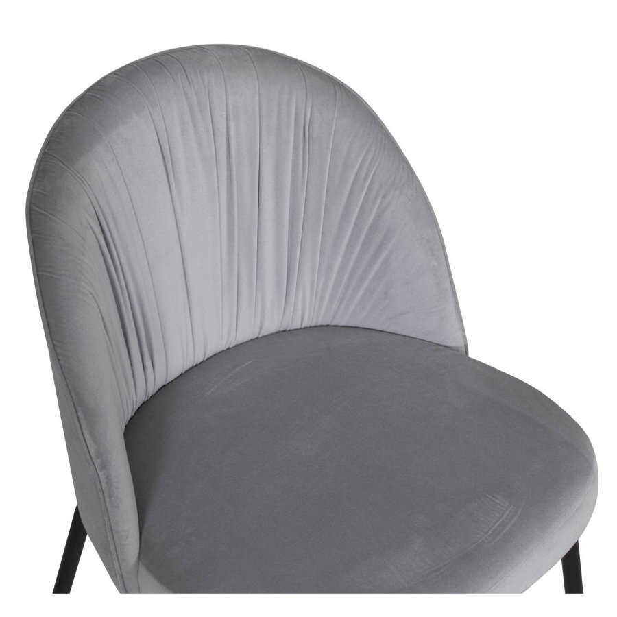 VENTURE DESIGN Wrinkles matbordsstol - gr velour och svart metall