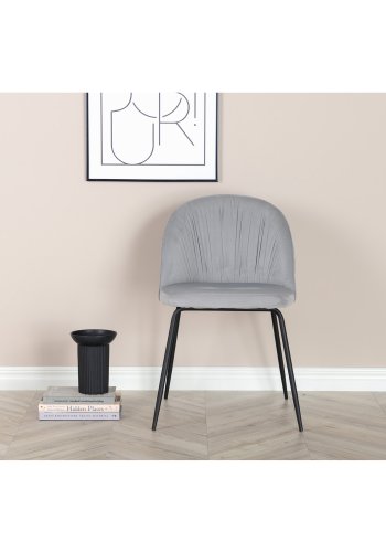 VENTURE DESIGN Wrinkles matbordsstol - gr velour och svart metall