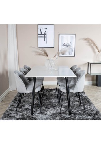 VENTURE DESIGN Wrinkles matbordsstol - gr velour och svart metall